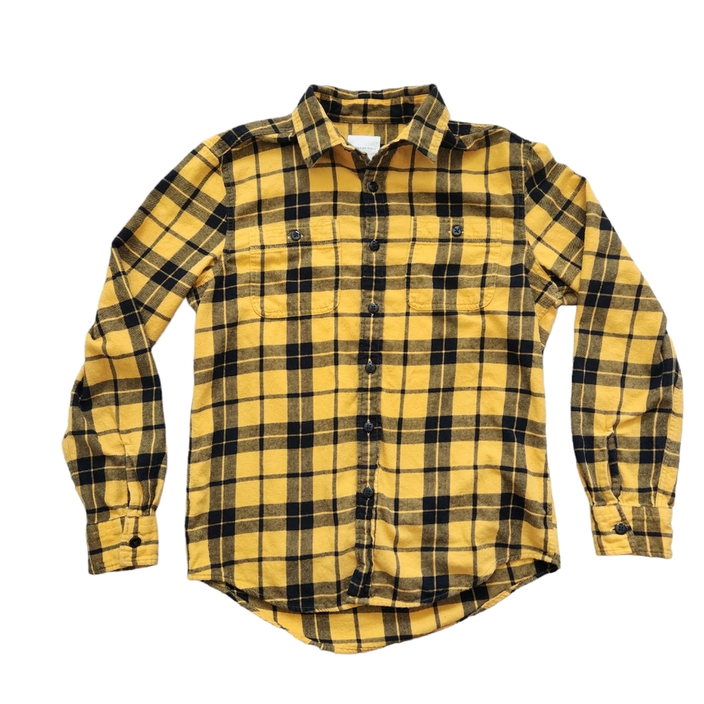 AE Outfitters Men's Yellow & Black Chekerd Premium Flannel Size Medium